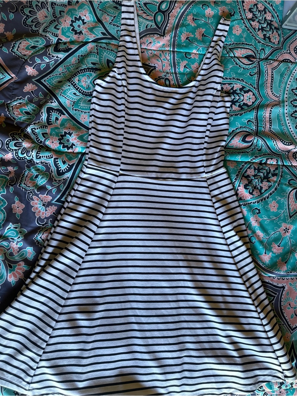 Sleeveless Black and White Striped Maxi Dress